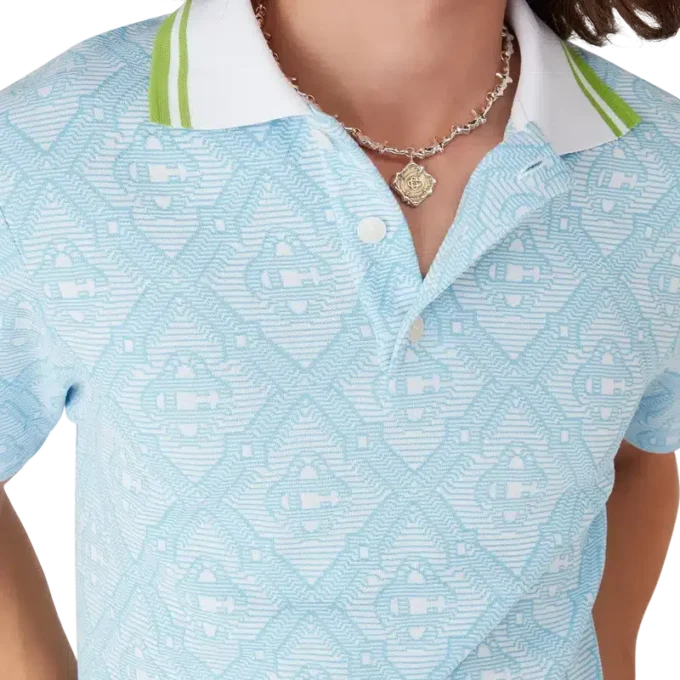 Chemise à manches courtes en jacquard bleu pâle