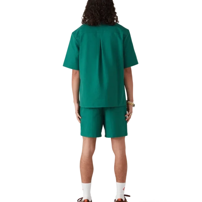 Chemise à manches courtes en jacquard de coton monogrammé