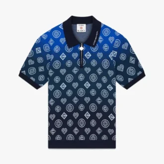 Chemise à manches courtes en maille avec monogramme dégradé