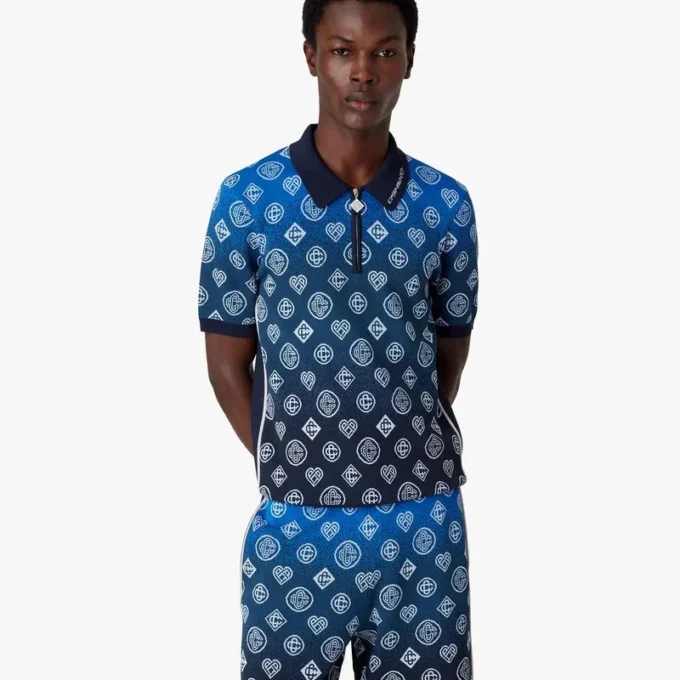 Chemise à manches courtes en maille avec monogramme dégradé