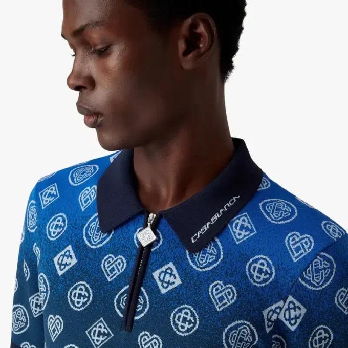 Chemise à manches courtes en maille avec monogramme dégradé