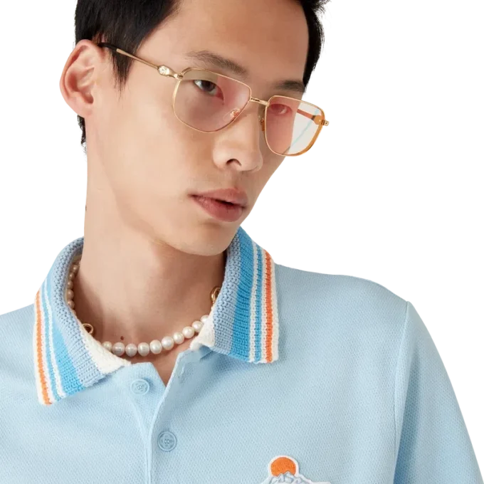 Chemise à manches courtes en piqué tricoté