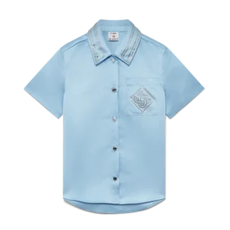 Chemise à manches courtes en satin