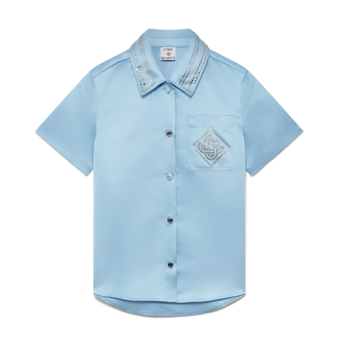 Chemise à manches courtes en satin