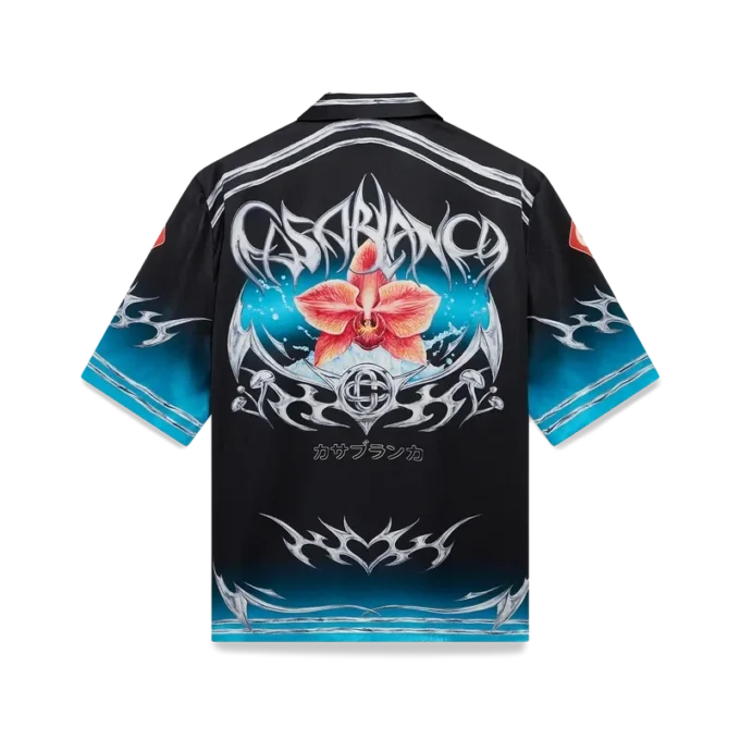 Chemise à manches courtes en satin de soie Blades