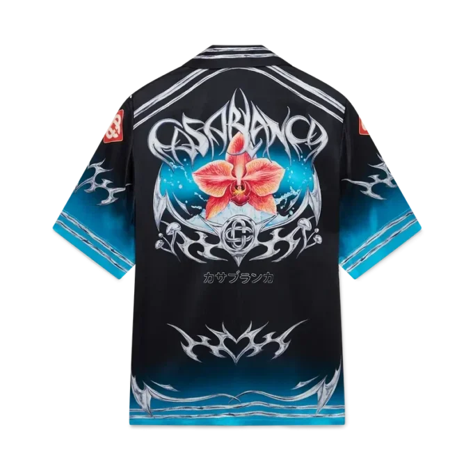 Chemise à manches courtes en satin de soie Blades