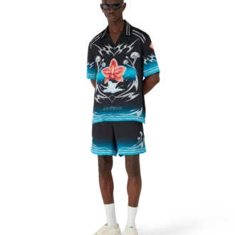 Chemise à manches courtes en satin de soie Blades