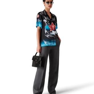 Chemise à manches courtes en satin de soie Blades