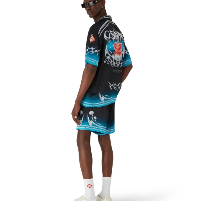 Chemise à manches courtes en satin de soie Blades