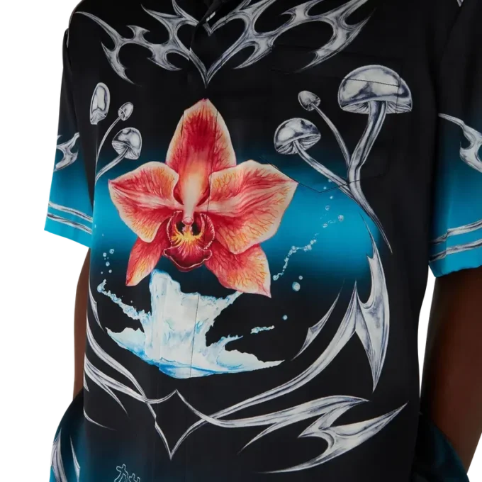 Chemise à manches courtes en satin de soie Blades