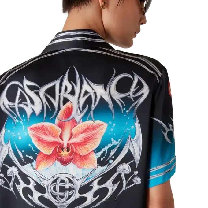 Chemise à manches courtes en satin de soie Blades