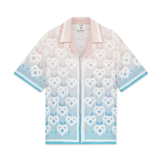 Chemise à manches courtes en soie avec motif Monogram Heart dégradé