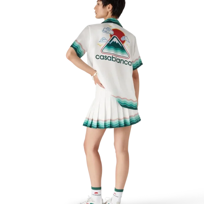 Chemise à manches courtes en soie Montagne Ondulée