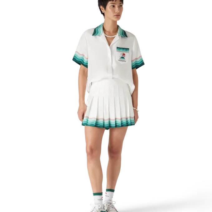 Chemise à manches courtes en soie Montagne Ondulée