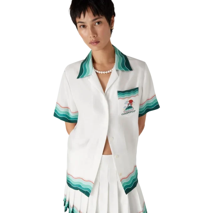 Chemise à manches courtes en soie Montagne Ondulée