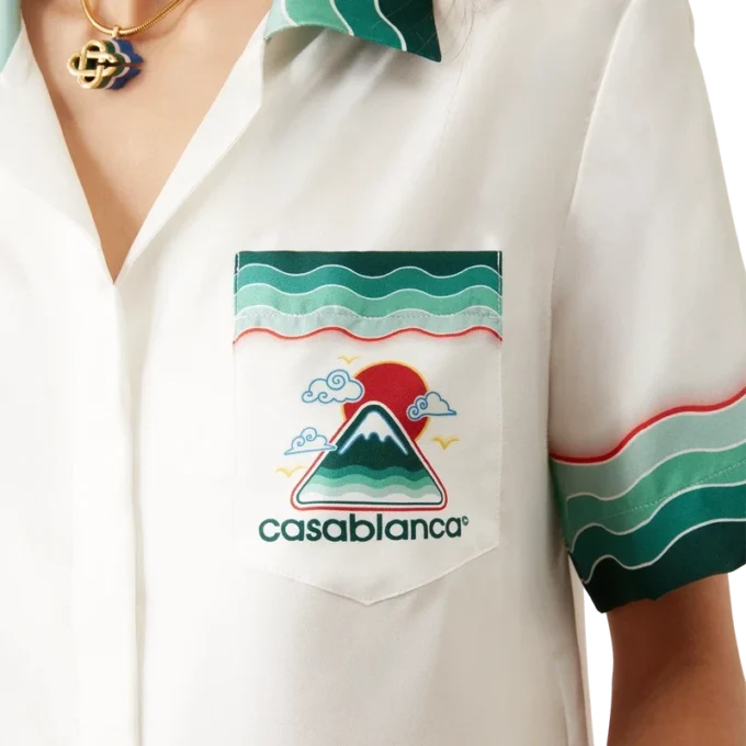 Chemise à manches courtes en soie Montagne Ondulée