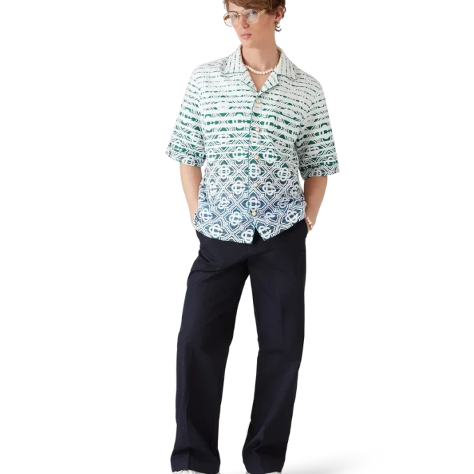 Chemise à manches courtes en tissu éponge dégradé Monogram