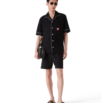 Chemise à manches courtes en tissu éponge jacquard Monogram