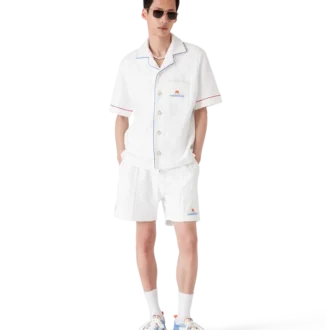 Chemise à manches courtes en tissu éponge jacquard Monogram