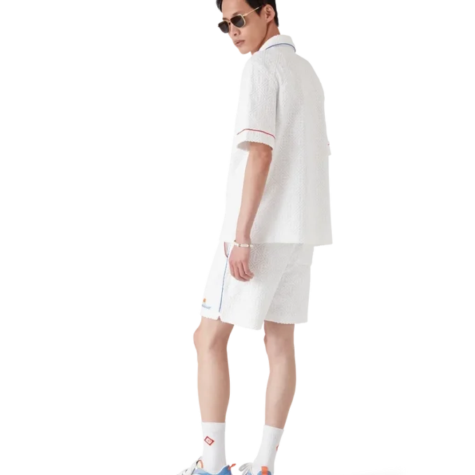 Chemise à manches courtes en tissu éponge jacquard Monogram