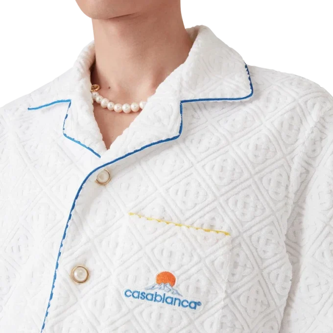 Chemise à manches courtes en tissu éponge jacquard Monogram