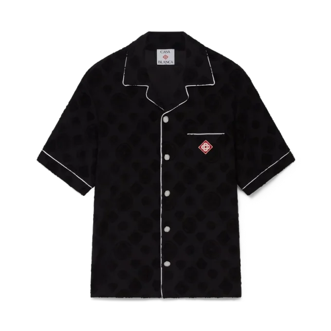 Chemise à manches courtes en tissu éponge Monogram