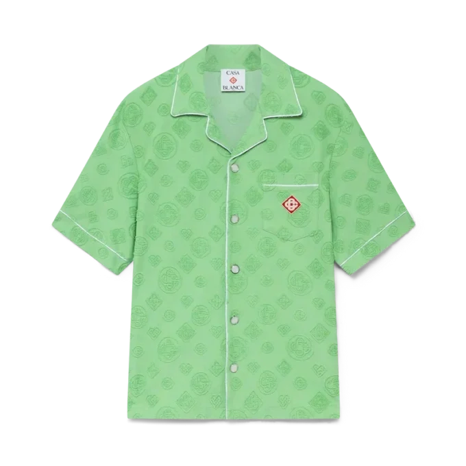 Chemise à manches courtes en tissu éponge Monogram