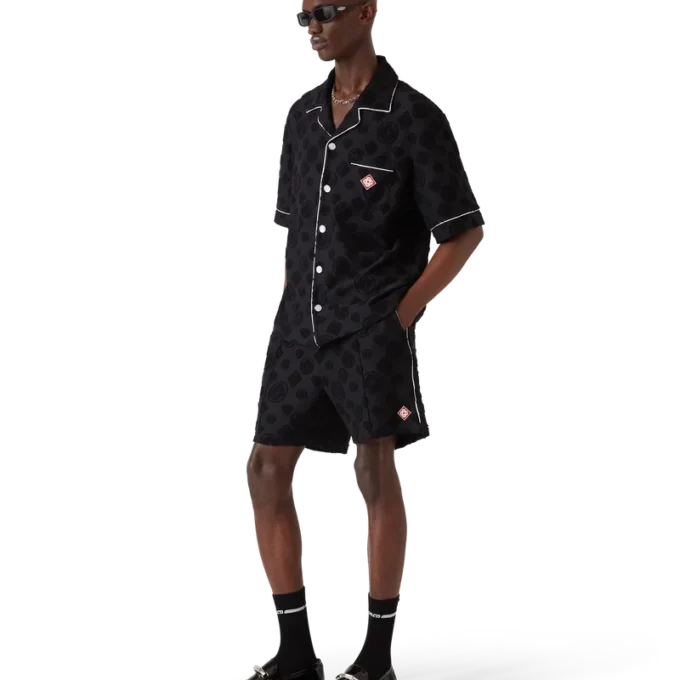 Chemise à manches courtes en tissu éponge Monogram