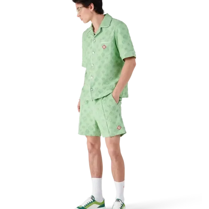 Chemise à manches courtes en tissu éponge Monogram