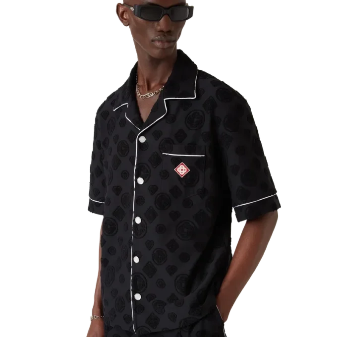 Chemise à manches courtes en tissu éponge Monogram