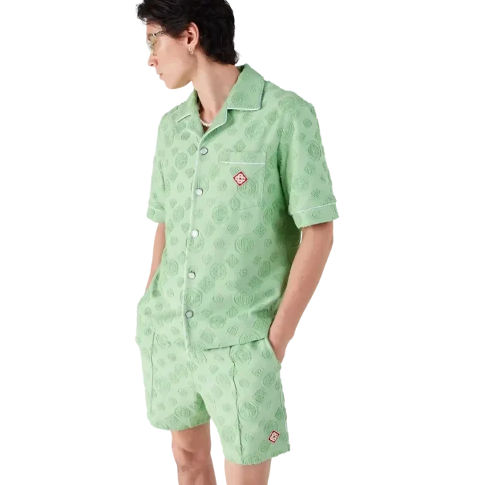 Chemise à manches courtes en tissu éponge Monogram