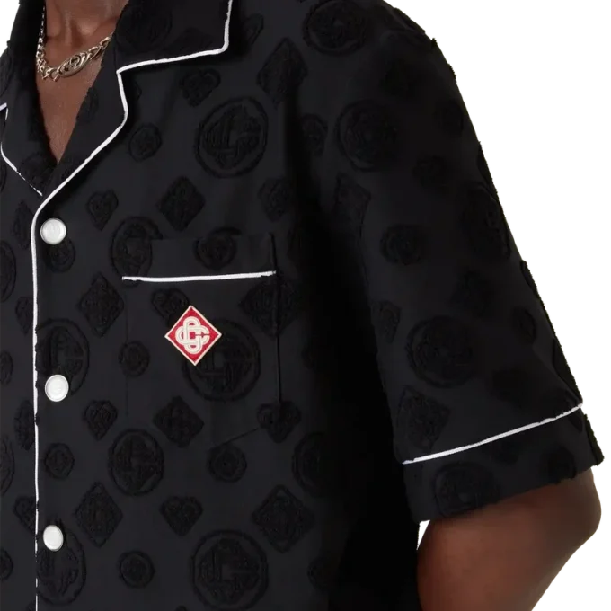 Chemise à manches courtes en tissu éponge Monogram