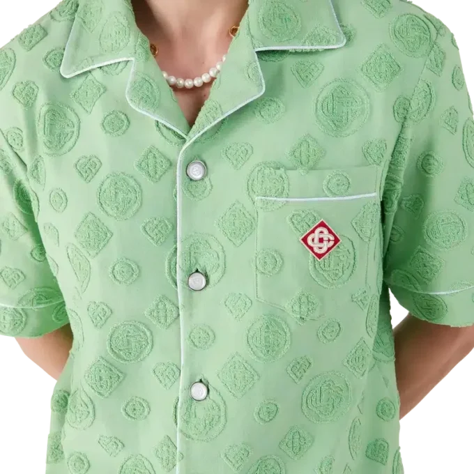 Chemise à manches courtes en tissu éponge Monogram