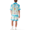 Chemise à manches courtes en twill de soie à motif kawaii