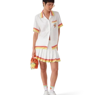 Chemise à manches courtes en twill de soie Orange Mascot