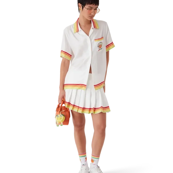 Chemise à manches courtes en twill de soie Orange Mascot