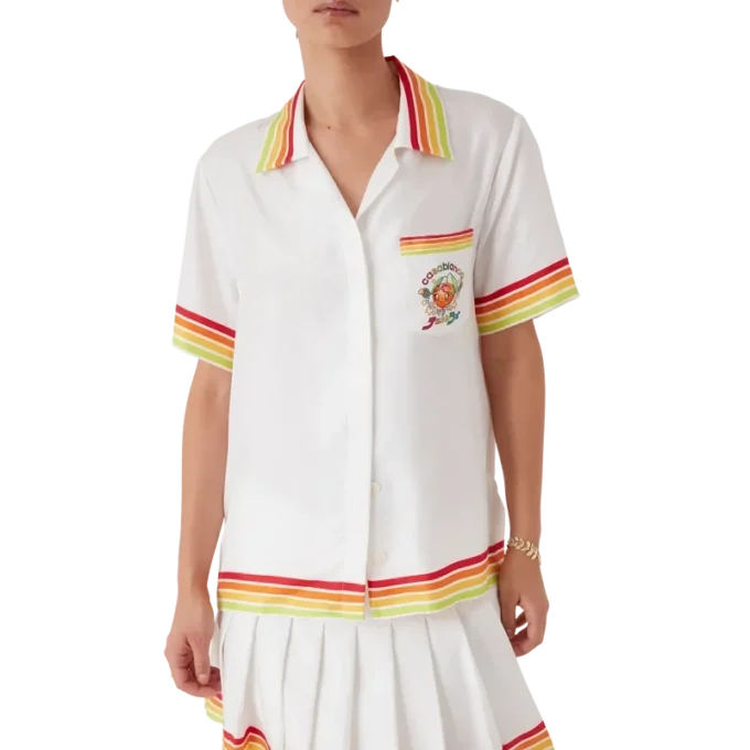 Chemise à manches courtes en twill de soie Orange Mascot