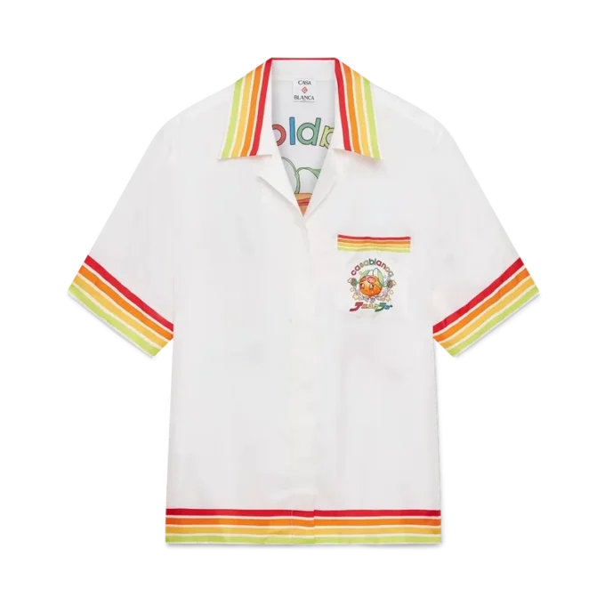 Chemise à manches courtes en twill de soie Orange Mascot