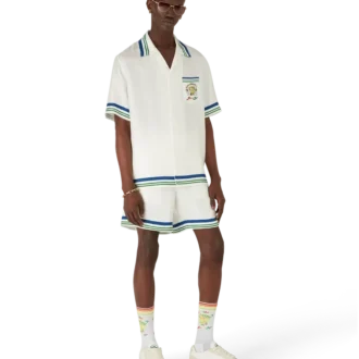 Chemise à manches courtes en twill de soie Tennis Mascot