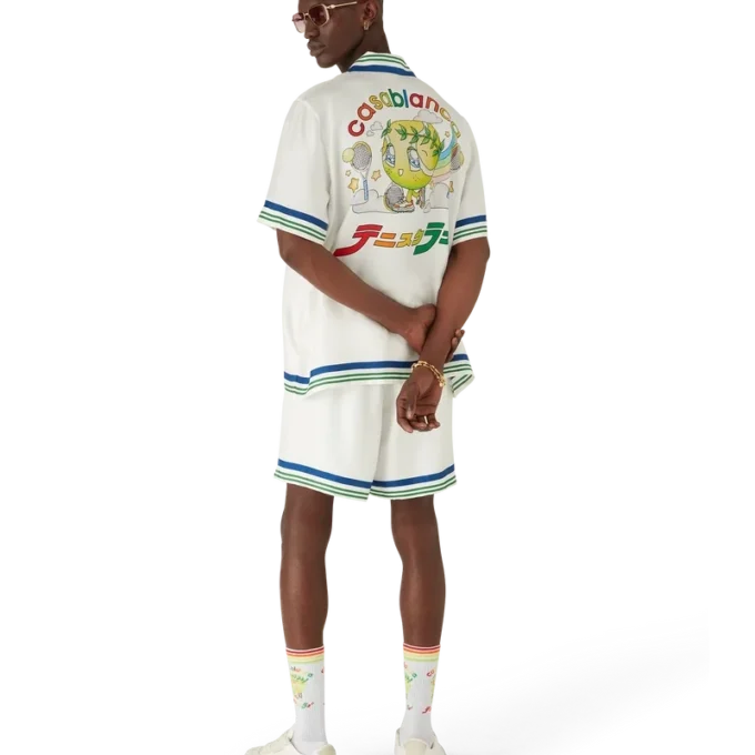 Chemise à manches courtes en twill de soie Tennis Mascot