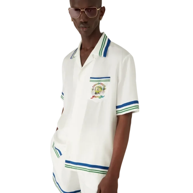 Chemise à manches courtes en twill de soie Tennis Mascot