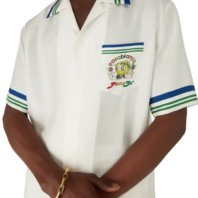 Chemise à manches courtes en twill de soie Tennis Mascot