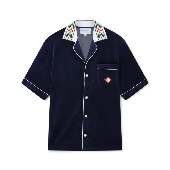 Chemise à manches courtes en velours Laurel