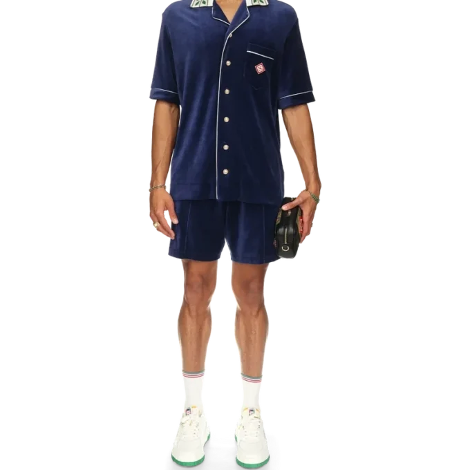 Chemise à manches courtes en velours Laurel