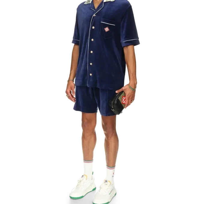 Chemise à manches courtes en velours Laurel