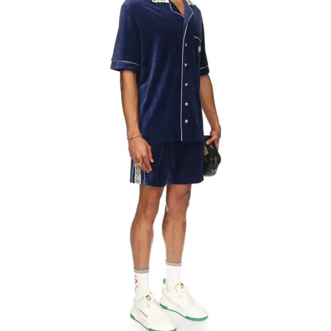 Chemise à manches courtes en velours Laurel