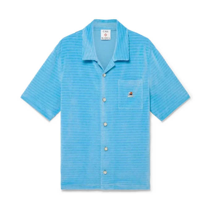 Chemise à manches courtes en velours rayé