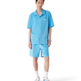 Chemise à manches courtes en velours rayé