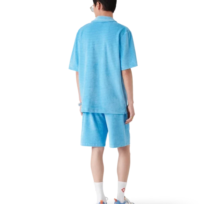 Chemise à manches courtes en velours rayé