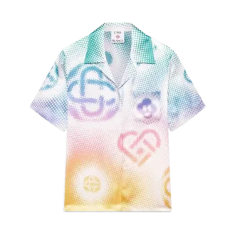 Chemise à manches courtes et col cubain avec logo en demi-teintes